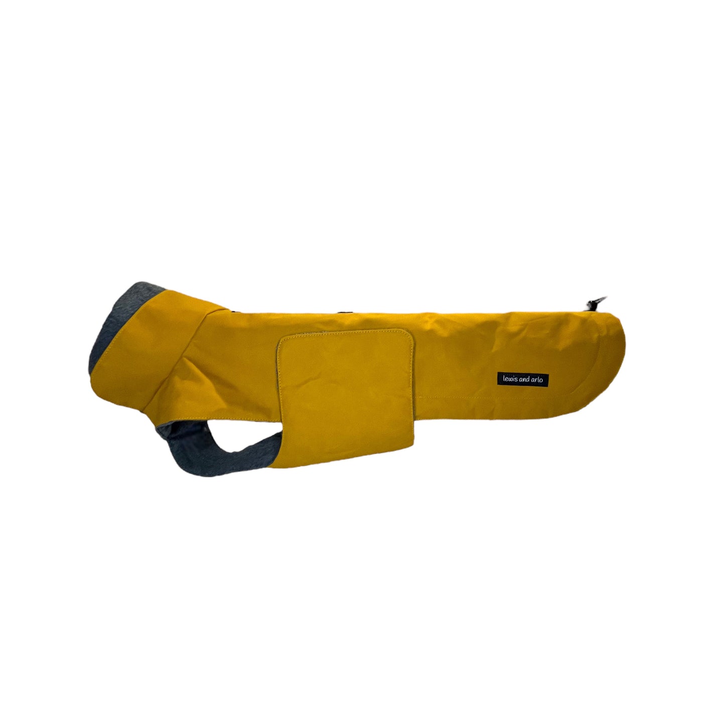 Side view of dachshund winter coat in cumin colour